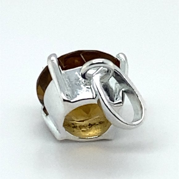 Smoky Quartz 3.08ct Rhodium Finish Solid 925 Sterling Silver Pendant - Picture 4 of 6